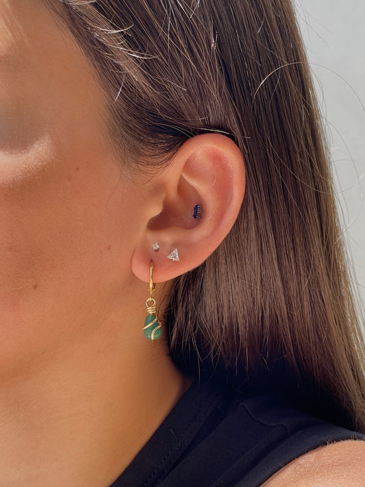 aretes cuarzo ágata verde artesanal México