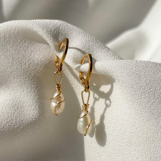 aretes de perlas de rio artesanal México 