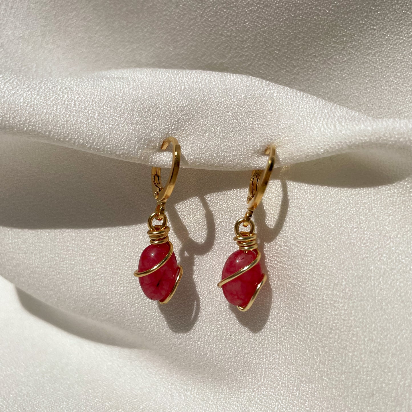 aretes de ágata rosa artesanal México