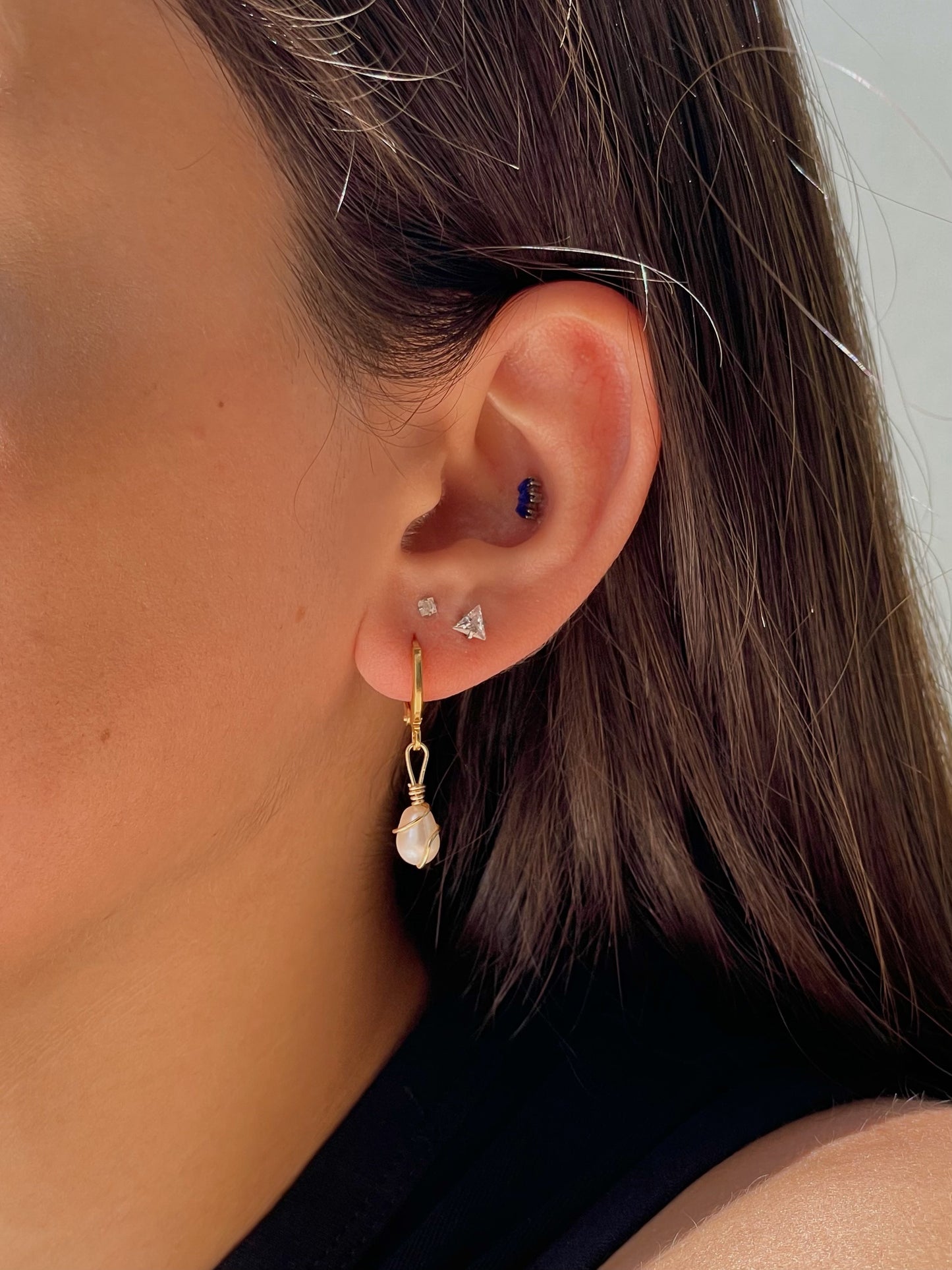 aretes de perlas de rio artesanal México