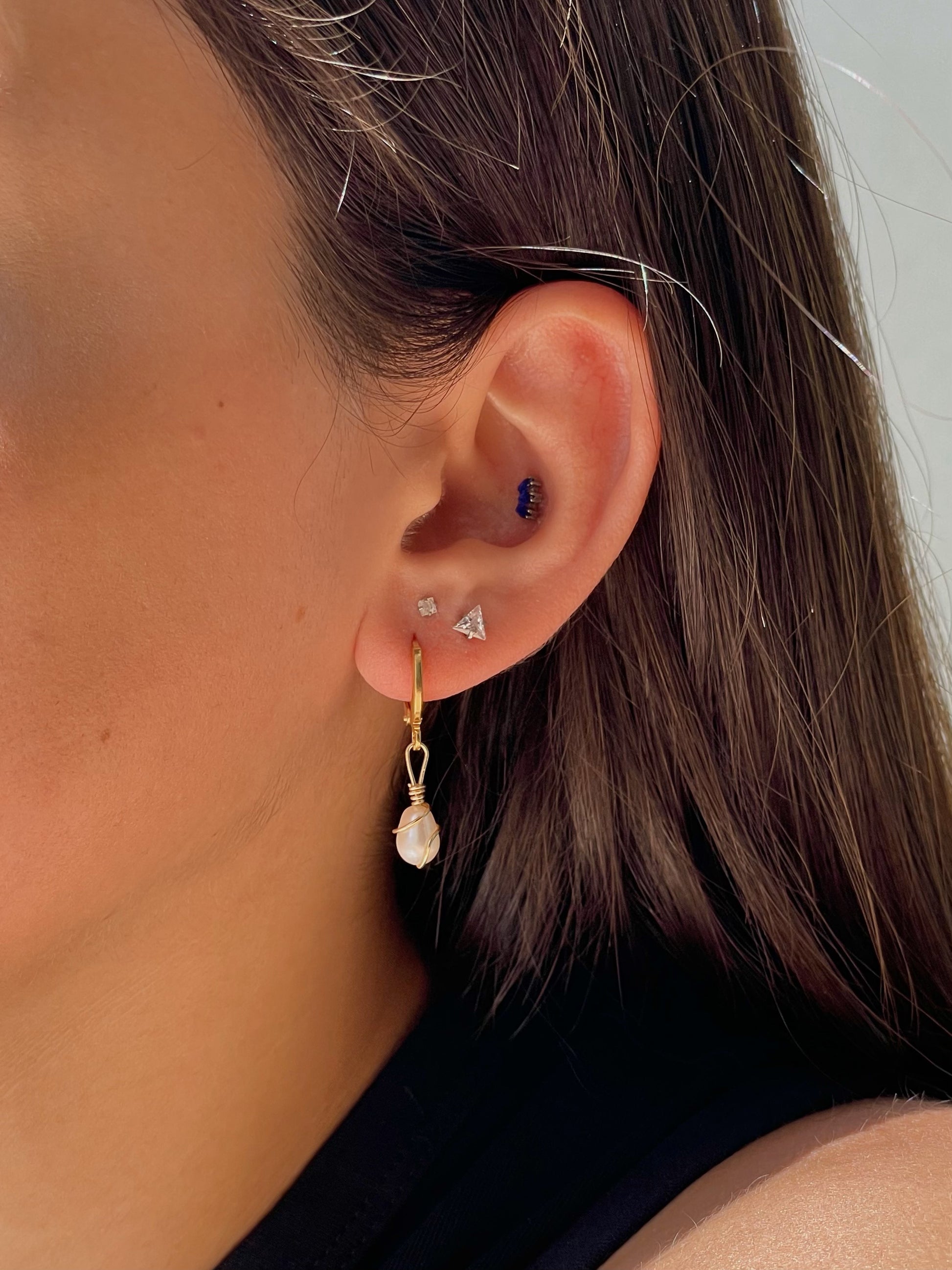 aretes de perlas de rio artesanal México